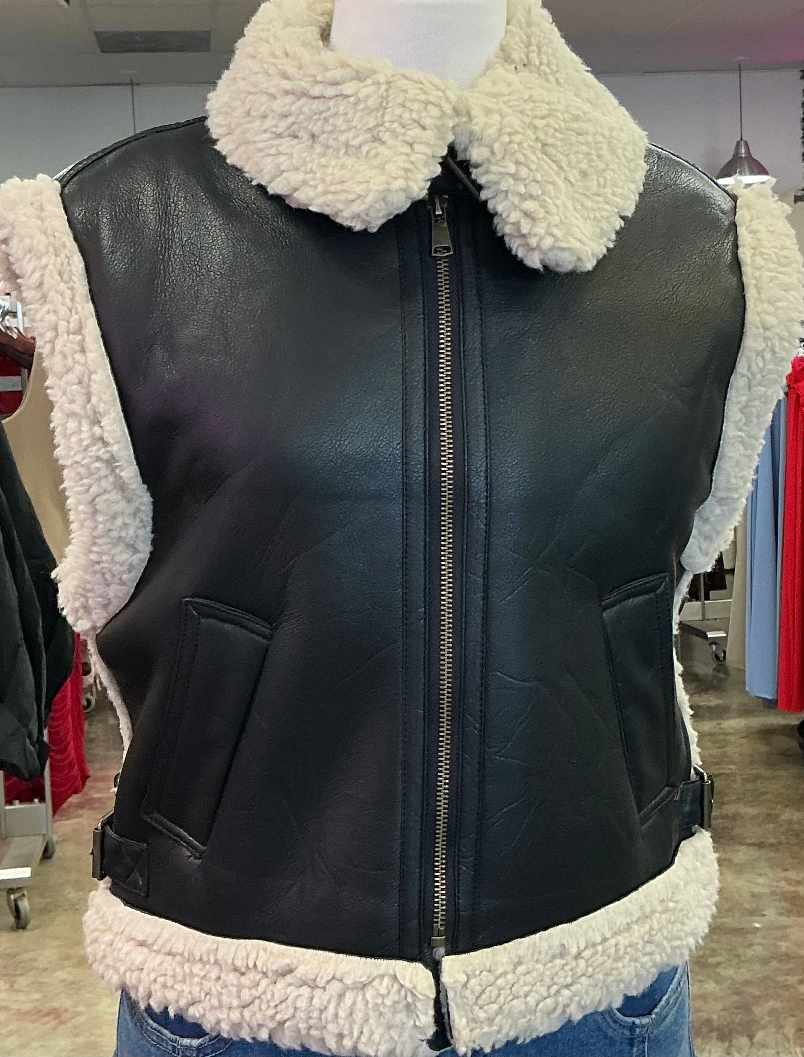 Macy Leather Fur Vest