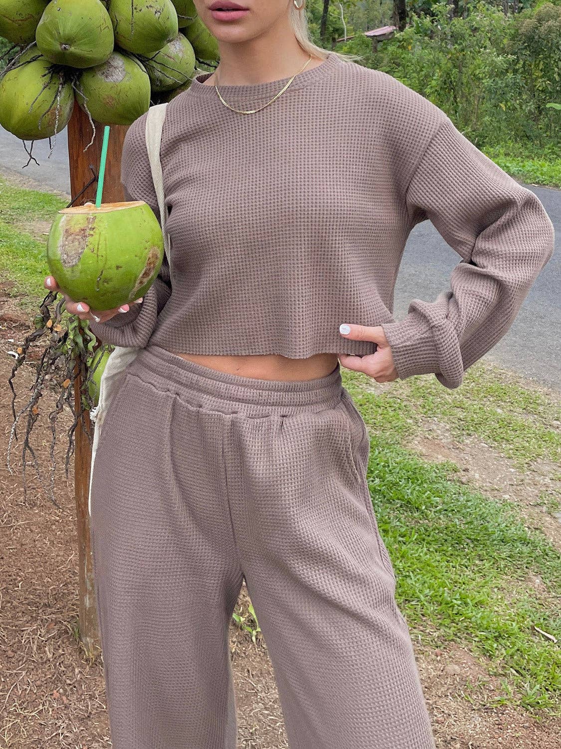 Waffle-Knit Pants