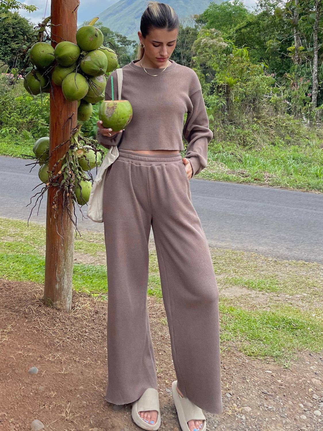 Waffle-Knit Pants