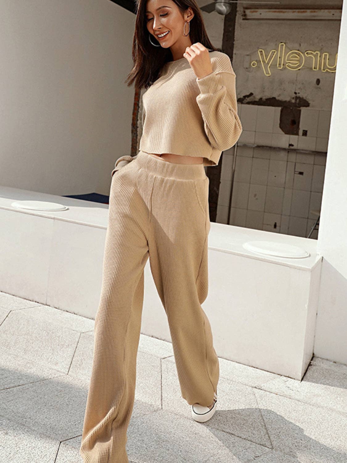 Waffle-Knit Pants