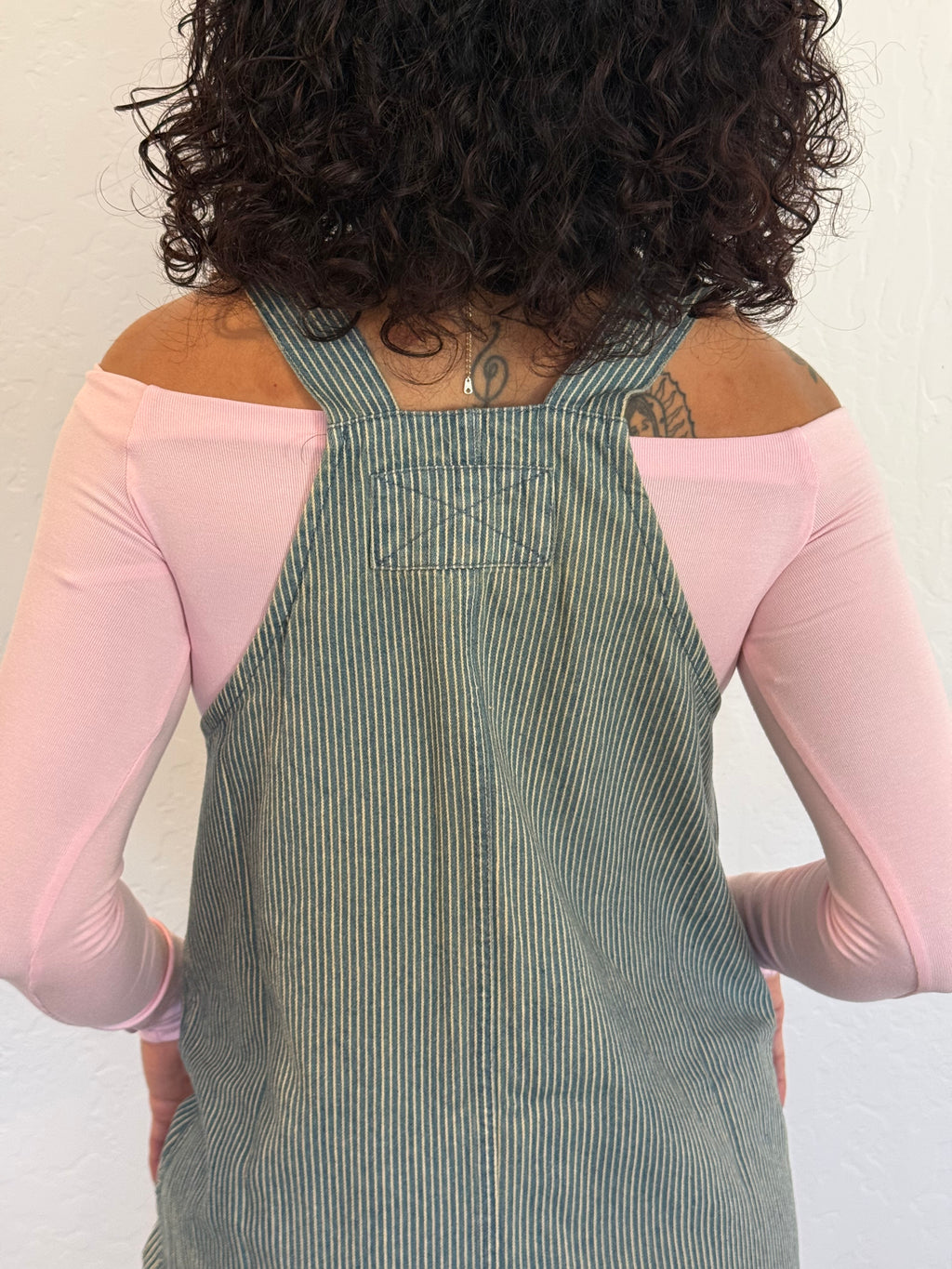 Vicky Striped Denim Overall Dress