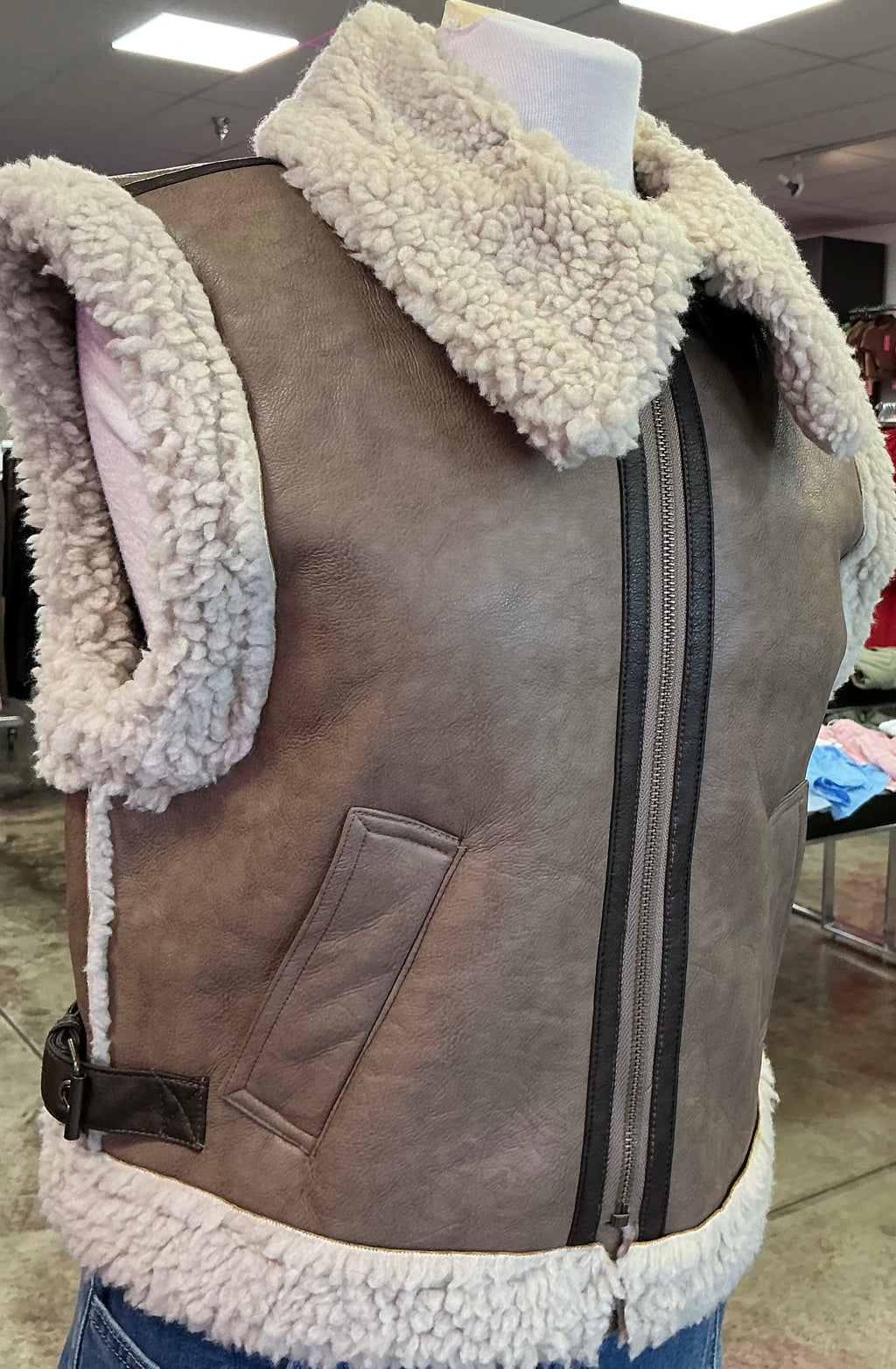 Macy Leather Fur Vest