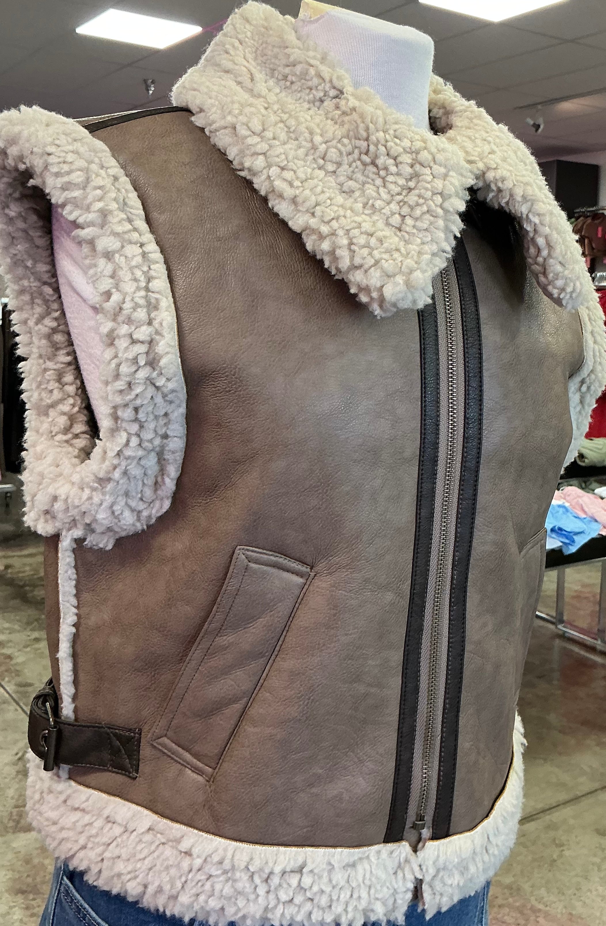 Macy Leather Fur Vest