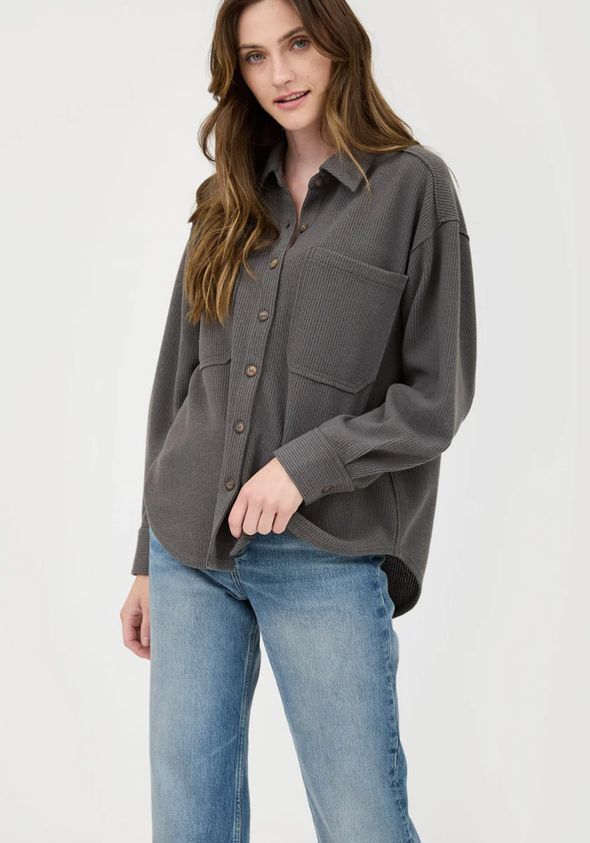 RIB KNIT BUTTON UP TOP