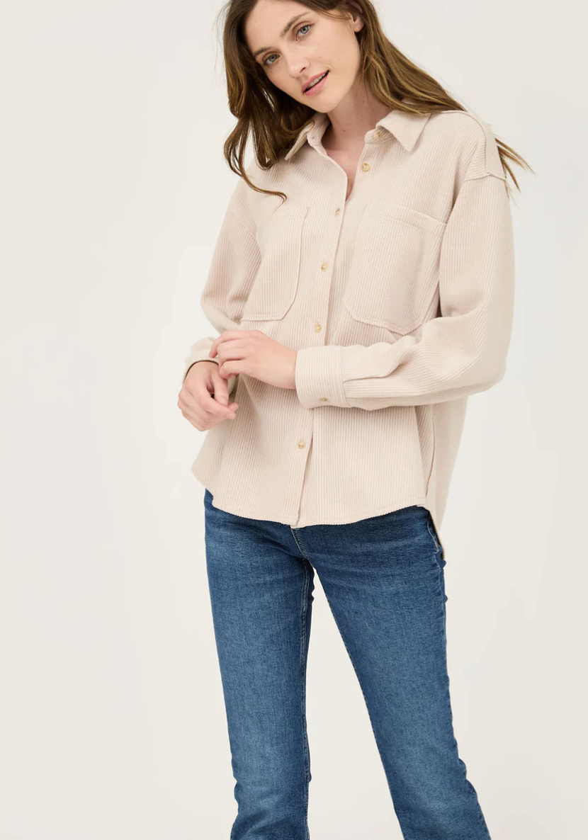 RIB KNIT BUTTON UP TOP