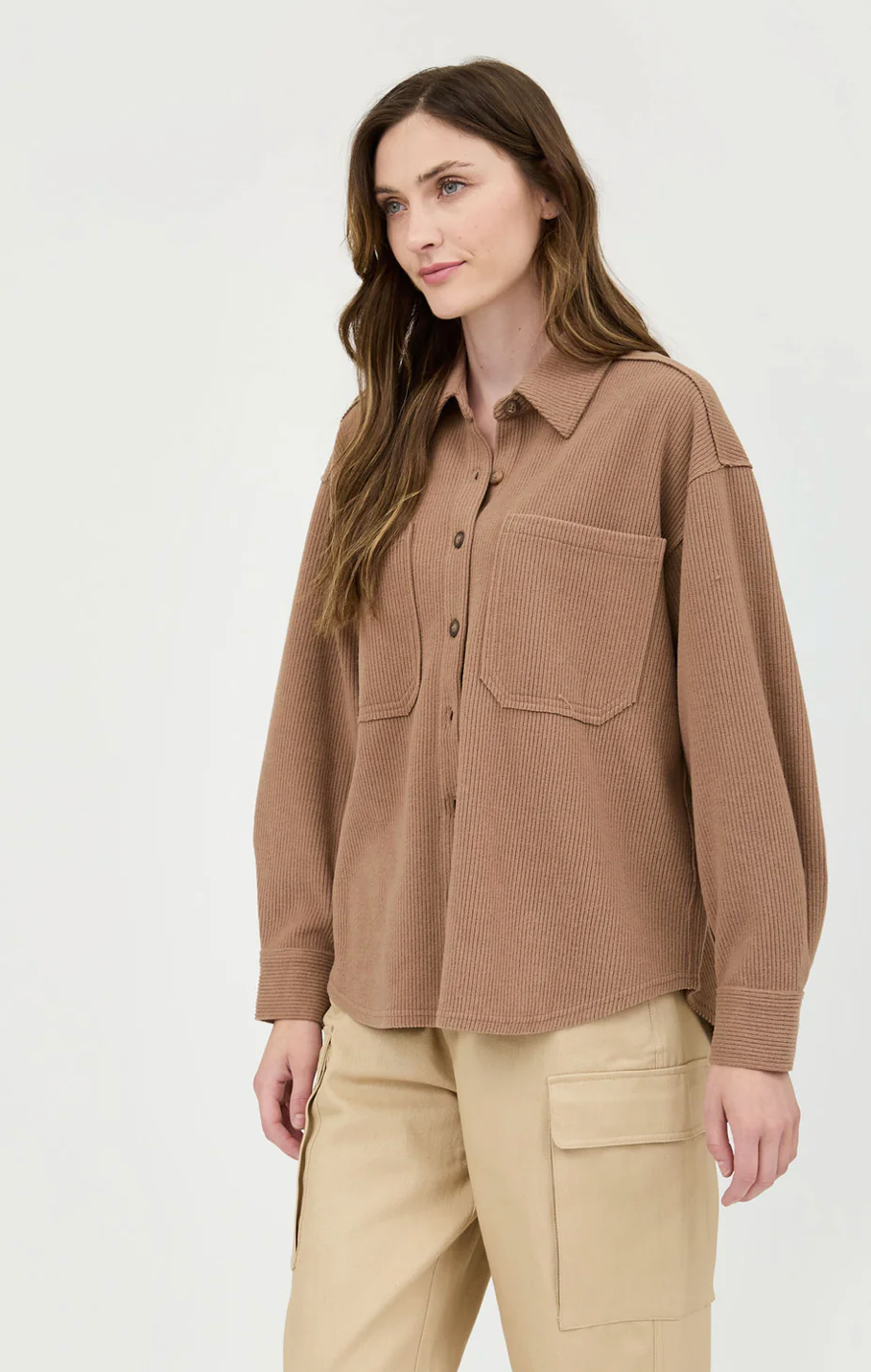 RIB KNIT BUTTON UP TOP