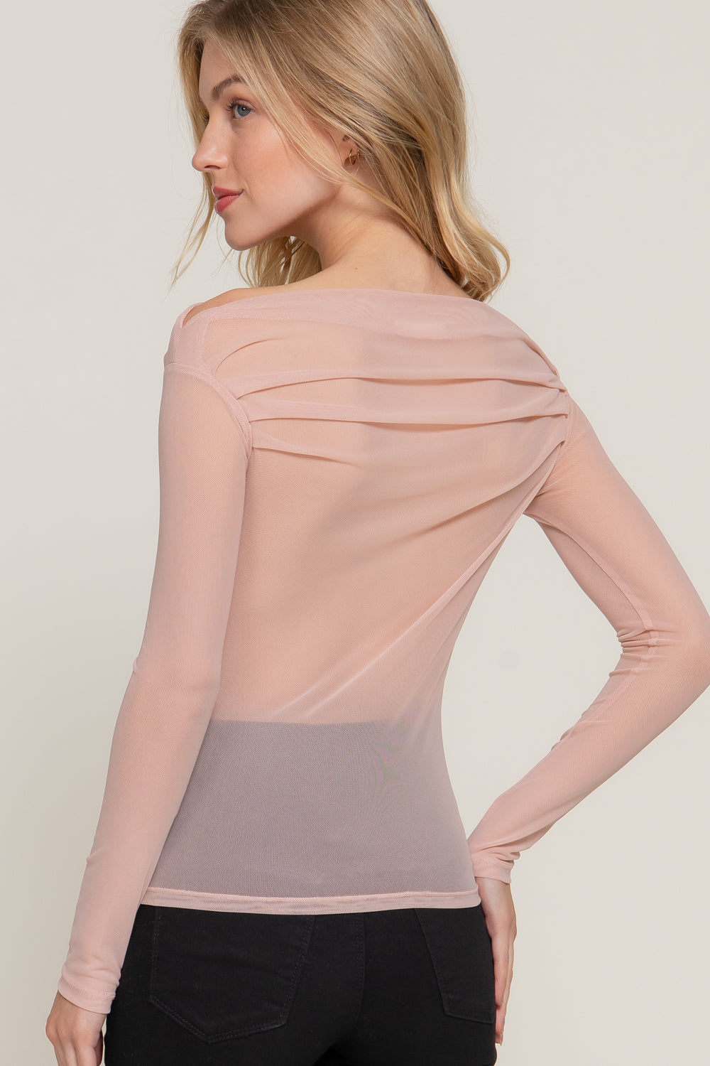 LONG SLV ASYMMETRICAL OFF SHOULDER DOUBLE LAYE