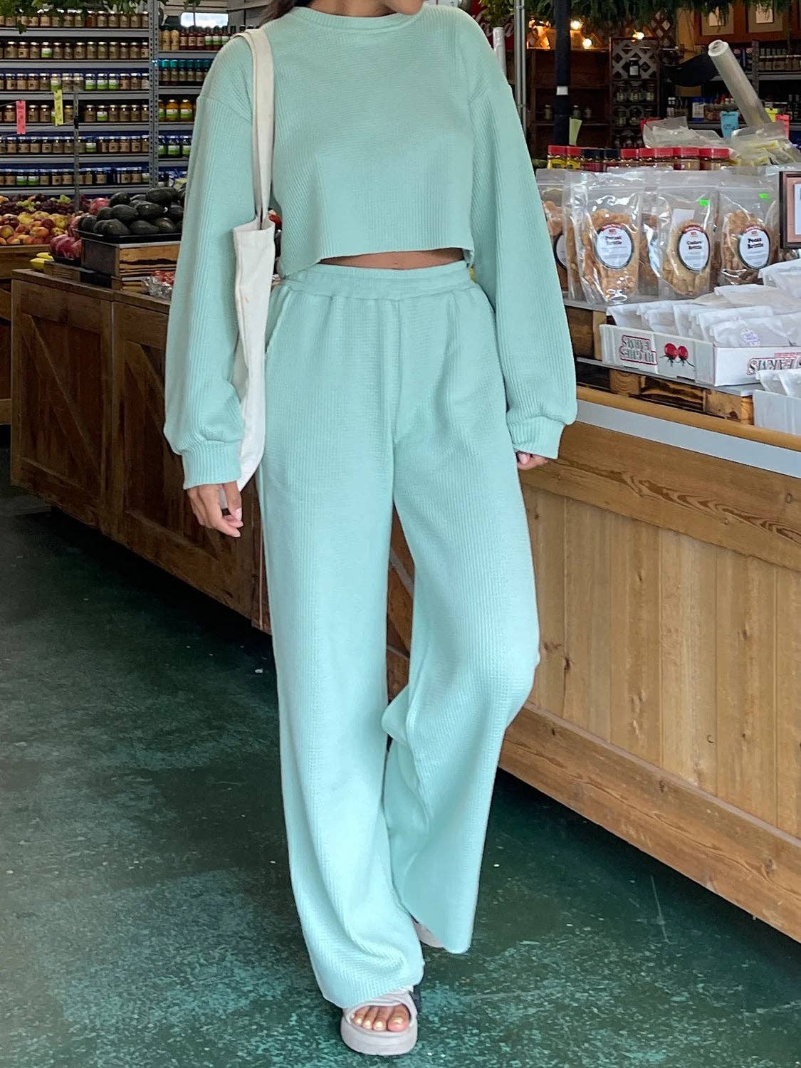 Waffle-Knit Pants