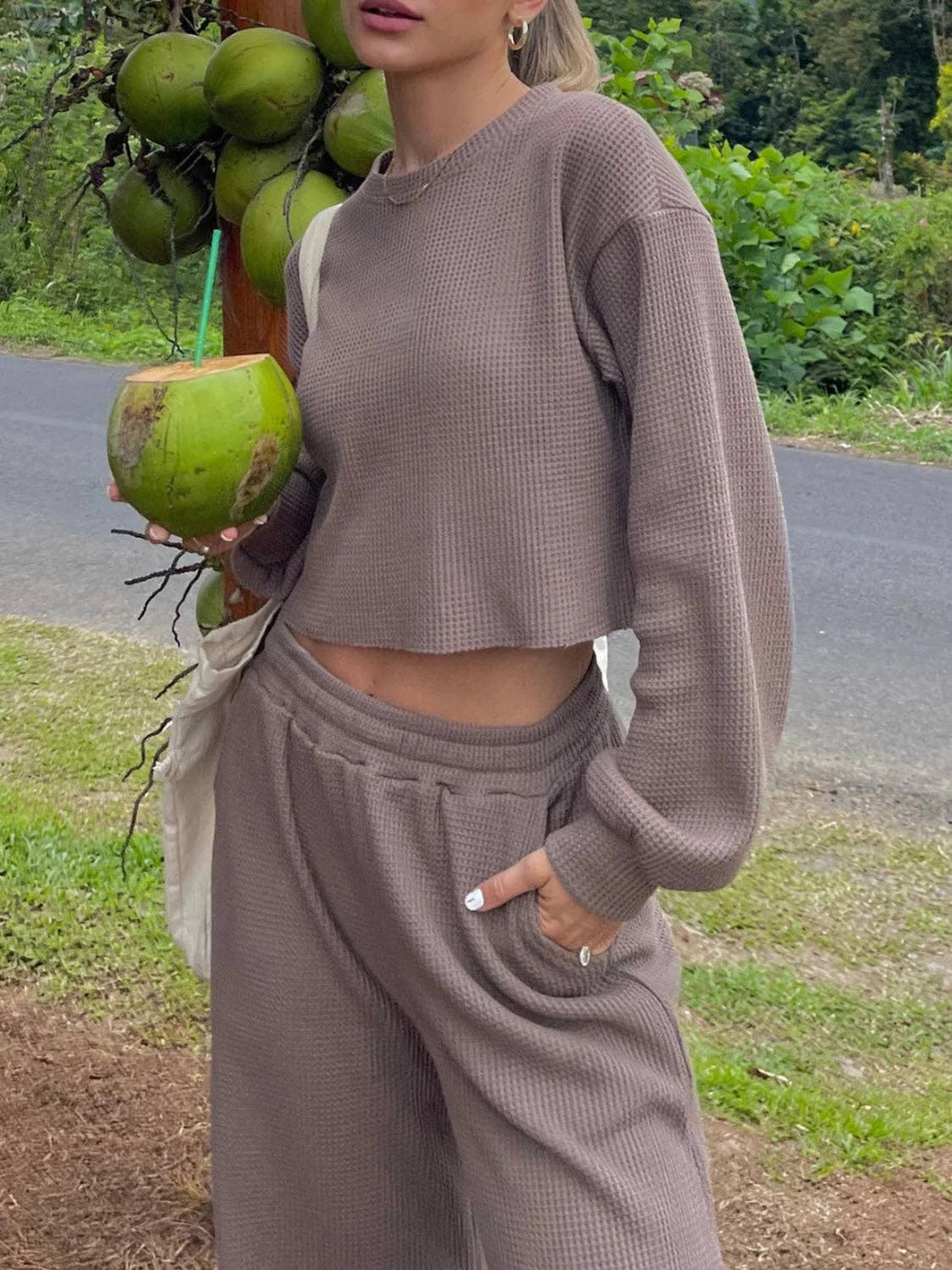 Waffle-Knit Pants