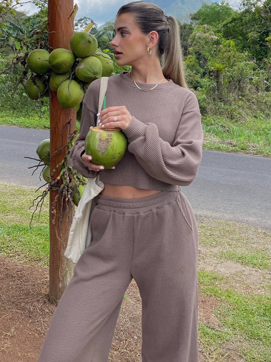 Waffle-Knit Pants