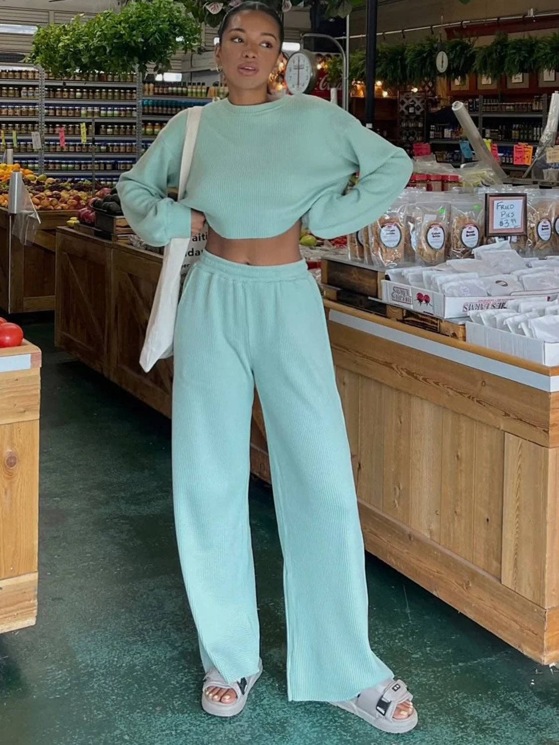 Waffle-Knit Pants